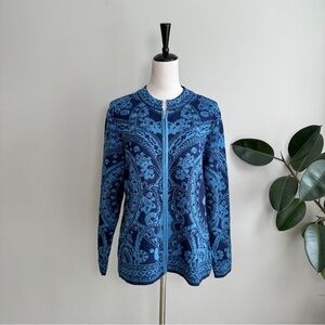 NorthStyle Alpaca Blend Floral Zip Up Sweater M